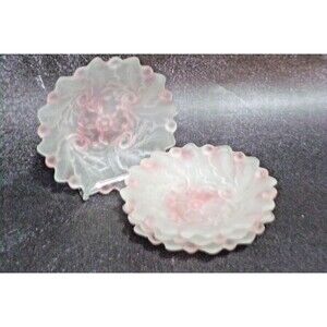 Indiana Satin Pink Wild Rose Frosted Glass Dessert Plates Set of 4
